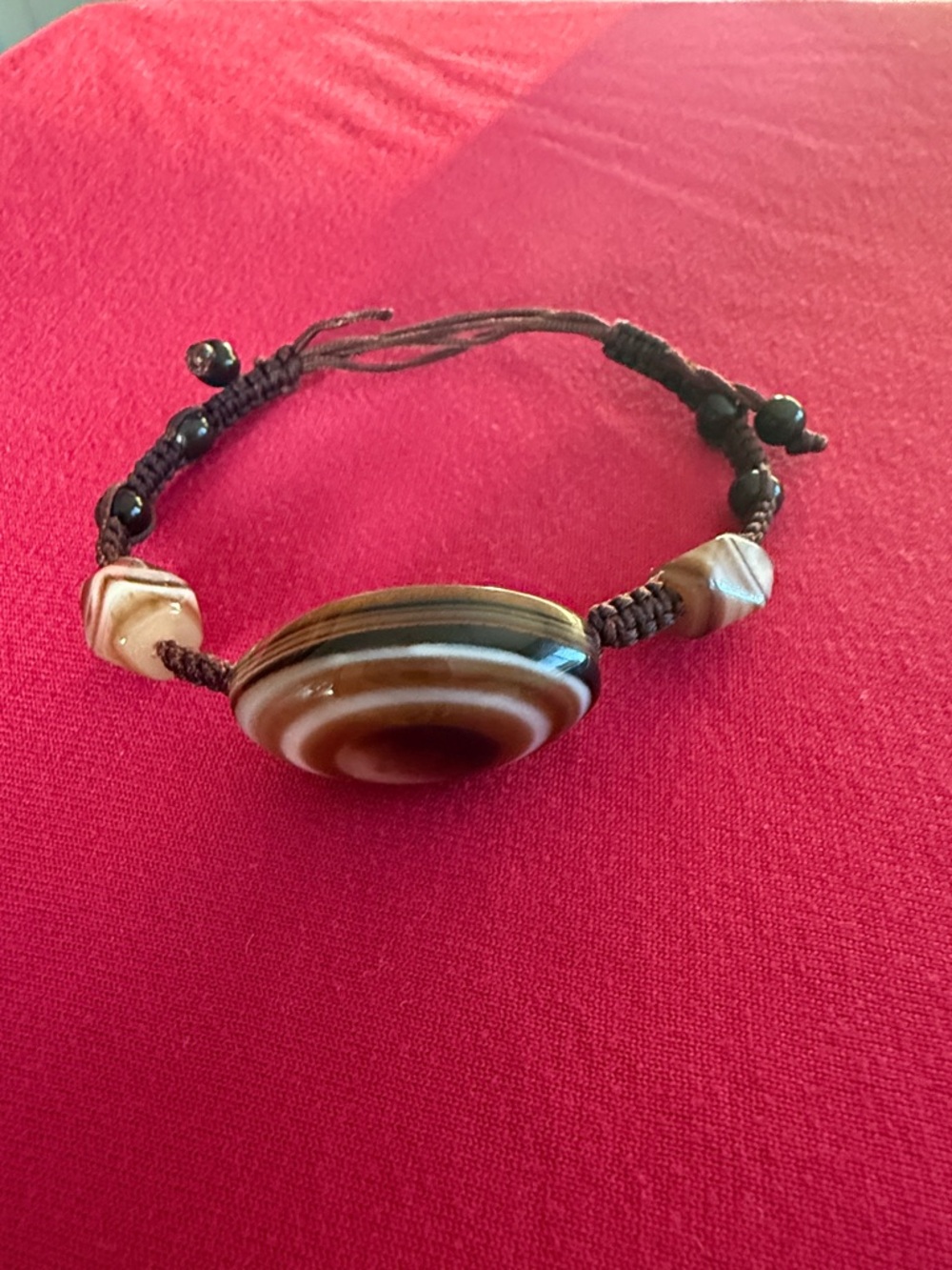 Handcrafted Brown Agate Cord Bracelet